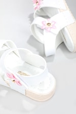 Çiçekli Cırtlı Rahat Beyaz Çocuk Sandalet 2455 Çocuk Sandalet Beınsteps Beinsteps 2455 22Y
