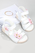 Çiçekli Cırtlı Rahat Beyaz Çocuk Sandalet 2455 Çocuk Sandalet Beınsteps Beinsteps 2455 22Y