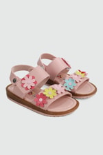 Çiçekli Rahat Pembe Çocuk Sandalet K-62 Çocuk Sandalet Wendy Wendy K-62 Bebe