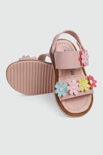 Çiçekli Rahat Pembe Çocuk Sandalet K-62 Çocuk Sandalet Wendy Wendy K-62 Bebe