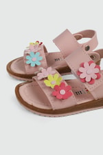 Çiçekli Rahat Pembe Çocuk Sandalet K-62 Çocuk Sandalet Wendy Wendy K-62 Bebe