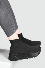 Çorap Model Yüksek Bilekli Sneakers Siyah Siyah Kadın Spor Ayakkabı RSL-401 Kadın Sneaker Beınsteps Beinsteps RSL-401 22Y