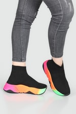 Çorap Model Yüksek Bilekli Sneakers Siyah Multi Kadın Spor Ayakkabı RSL-401 Kadın Sneaker Beınsteps Beinsteps RSL-401 22Y