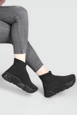 Çorap Model Yüksek Bilekli Sneakers Siyah Siyah Kadın Spor Ayakkabı RSL-401 Kadın Sneaker Beınsteps Beinsteps RSL-401 22Y
