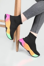 Çorap Model Yüksek Bilekli Sneakers Siyah Multi Kadın Spor Ayakkabı RSL-401 Kadın Sneaker Beınsteps Beinsteps RSL-401 22Y