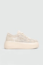 Dantelli Bağcıklı Kalın Taban Bej Kadın Spor Ayakkabı Ş-18 Kadın Sneaker Beınsteps Beinsteps Ş-18 22Y
