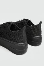 Dantelli Bağcıklı Kalın Taban Siyah Kadın Spor Ayakkabı Ş-18 Kadın Sneaker Beınsteps Beinsteps Ş-18 22Y