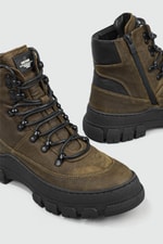 Deri Bağcıklı Fermuarlı Olive Unisex Bot 31121 Unisex Günlük Confort Bot Greyder GREYDER 31121 Unisex Bot 22K