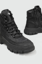 Deri Bağcıklı Fermuarlı Siyah Unisex Bot 31121 Unisex Günlük Confort Bot Greyder GREYDER 31121 Unisex Bot 22K