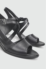 Deri Ortopedik Comfort Siyah Kadın Sandalet B-V5454 Kadın Topkulu Sandalet Cıtyzen Cityzen B-V5454 22Y