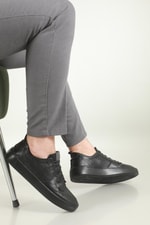 Deri Rahat Comfort Siyah Erkek Ayakkabı SHOES 02 Erkek Günlük Ayakkabı Hrz Shoes HRZ SHOES 02 MER DERİ AYK
