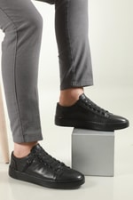 Deri Rahat Comfort Siyah Erkek Ayakkabı SHOES 01 Erkek Günlük Ayakkabı Hrz Shoes HRZ SHOES 01 MER DERİ AYAK
