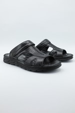 Deri Rahat Comfort Siyah Erkek Sandalet 3082 Erkek Sandalet Dekosa DEKOSA 3082 MER Sandalet
