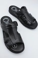 Deri Rahat Comfort Siyah Erkek Sandalet 3082 Erkek Sandalet Dekosa DEKOSA 3082 MER Sandalet