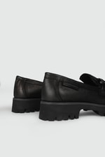 Deri Topuklu Ortopedik Siyah Nubuk Kadın Loafer 3175 Kadın Oxford (Günlük) Mammamia MAMMAMİA 3175 KADIN 24K