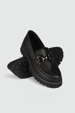 Deri Topuklu Ortopedik Siyah Nubuk Kadın Loafer 3175 Kadın Oxford (Günlük) Mammamia MAMMAMİA 3175 KADIN 24K