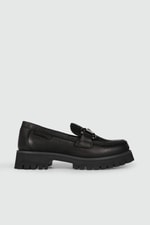 Deri Topuklu Ortopedik Siyah Nubuk Kadın Loafer 3175 Kadın Oxford (Günlük) Mammamia MAMMAMİA 3175 KADIN 24K