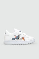 Esnek Rahat Taban Tom Ve Jerry Baskılı Cırtlı Beyaz Beyaz Çocuk Spor Ayakkabı TOM&JERRY Çocuk Sneaker Beınsteps Beinsteps Tom And Jerry 22y