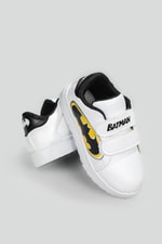Esnek Taban Batman Baskılı Cırtlı Sneaker Beyaz Siyah Çocuk Spor Ayakkabı BATMAN Çocuk Sneaker Beınsteps Beinsteps Batman 22y