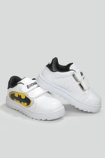 Esnek Taban Batman Baskılı Cırtlı Sneaker Beyaz Siyah Çocuk Spor Ayakkabı BATMAN Çocuk Sneaker Beınsteps Beinsteps Batman 22y