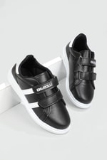Esnek Taban Cırtlı Siyah Beyaz Çocuk Spor Ayakkabı BEROLLI Çocuk Sneaker Beınsteps Beinsteps Berolli 22y