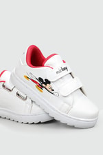 Esnek Taban Mickey Baskılı Cırtlı Sneaker Beyaz Kırmızı Çocuk Spor Ayakkabı MİCKEY Çocuk Sneaker Beınsteps Beinsteps Mickey 22Y