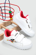 Esnek Taban Mickey Baskılı Cırtlı Sneaker Beyaz Kırmızı Çocuk Spor Ayakkabı MİCKEY Çocuk Sneaker Beınsteps Beinsteps Mickey 22Y