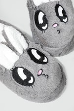 Ev İçi Tüylü Gri Kadın Panduf TAVŞAN Kadın Ev Botu Tonya Tonya Tavşanlı Kadın Panduf