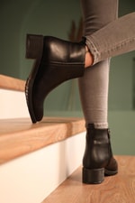 Fermuarlı Kısa Bootie Siyah Kadın Bot CLASSYFX Kadın Günlük Conford Bot Carla Bella My Bella Classyfx K-145 22K