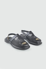 Fileli Toka Detaylı Sandalet Siyah Rustik Kadın Sandalet My Bella S-26490 Kadın Alçak Topuklu MY BELLA My Bella S-26490 Kadın 26Y