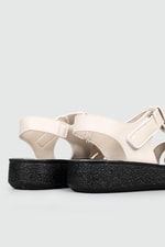 Günlük Cırt Cırtlı Bej Kadın Sandalet 6404 Kadın Düz Sandalet Avox AVOX 6404 ZEN SANDALET