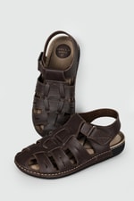 Günlük Cırt Cırtlı Kahverengi Erkek Sandalet 954-4 Erkek Sandalet Apella APELLA 954-4 MER BARON
