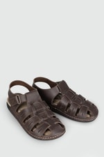 Günlük Cırt Cırtlı Kahverengi Erkek Sandalet 954-4 Erkek Sandalet Apella APELLA 954-4 MER BARON
