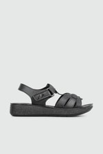 Günlük Cırt Cırtlı Siyah Kadın Sandalet 6404 Kadın Düz Sandalet Avox AVOX 6404 ZEN SANDALET