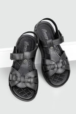 Günlük Cırt Cırtlı Siyah Kadın Sandalet 6404 Kadın Düz Sandalet Avox AVOX 6404 ZEN SANDALET