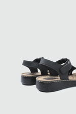Günlük Cırt Cırtlı Siyah Kadın Sandalet 6402 Kadın Düz Sandalet Avox AVOX 25Y 6402 ZEN SANDALET