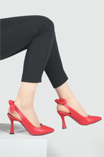 Günlük Papyonlu 9 Cm Topuklu Stiletto Kırmızı Kadın Ayakkabı AMANDA Kadın Stiletto Carla Bella My Bella Amanda 22Y