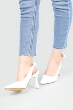 Günlük Papyonlu 9 Cm Topuklu Stiletto Beyaz Kadın Ayakkabı AMANDA Kadın Stiletto Carla Bella My Bella Amanda 22Y