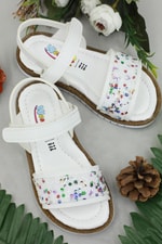 Günlük Rahat Beyaz Çocuk Sandalet K-28 Çocuk Sandalet Wendy Wendy K-28 TAŞLI
