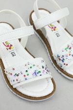 Günlük Rahat Beyaz Çocuk Sandalet K-28 Çocuk Sandalet Wendy Wendy K-28 TAŞLI