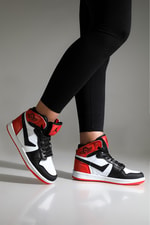 Günlük Siyah Beyaz Kırmızı Unisex Spor Ayakkabı 8070 Unisex Günlük Spor Ayakkabı Lambırlent LAMBIRLENT 8070 UNİSEX BASKET