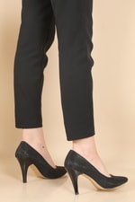 Günlük Topuklu Siyah Simli Kadın Ayakkabı N-2500 Kadın Stiletto Carla Bella 7168073
