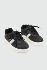 Hafi Rahat Taban Anoraklı Sneaker Siyah Bej Çocuk Spor Ayakkabı 034 Çocuk Günlük Spor Ayakkabı Alessio ALESSİO 048 FİLET 25K