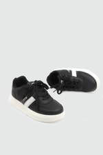Hafi Rahat Taban Anoraklı Sneaker Siyah Bej Çocuk Spor Ayakkabı 034 Çocuk Günlük Spor Ayakkabı Alessio ALESSİO 048 FİLET 25K