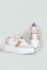 Kalın Taban Bağcıklı Cırtlı Beyaz Pembe Kadın Spor Ayakkabı Jenna Kadın Sneaker Beınsteps Beinsteps Ş-17-1 23Y