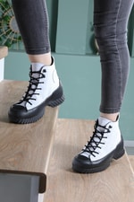Kalın Taban Boğazlı Cilt Converse Beyaz Siyah Unisex Spor Ayakkabı 102 Unisex Günlük Spor Ayakkabı Beınsteps Beinsteps 102 Kalın Uzun 22K