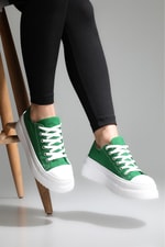 Kalın Taban Yarım Keten Converse Yeşil Unisex Ayakkabı VRB-101 Unisex Günlük ayakkabı Carla Bella My Bella VRB-101 Yarım Keten