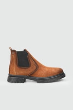 Kaymaz Taban Hakiki Deri Rahat Lastikli Taba Nubuk Erkek Bot 22K-1 Erkek Günlük Confort Bot Wow Plus BOOTS 22K-1 MER LIKRALI BOT