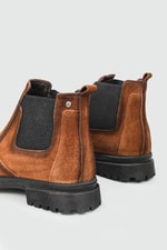 Kaymaz Taban Hakiki Deri Rahat Lastikli Taba Nubuk Erkek Bot 22K-1 Erkek Günlük Confort Bot Wow Plus BOOTS 22K-1 MER LIKRALI BOT