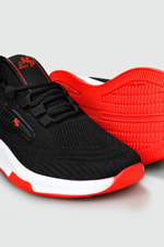 Nefes Alır Fileli Bağcıklı Siyah Kırmızı Unisex Spor Ayakkabı 231-2346 Unisex Günlük Spor Ayakkabı M.P M.P 231-2346 UNİSEX FİLELİ SPR